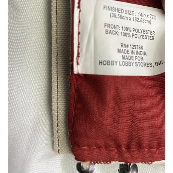 Robert Stanley Striped Ticking Jingle Bell Table Runner 14”x72” Cottage Festival - Picture 5 of 10